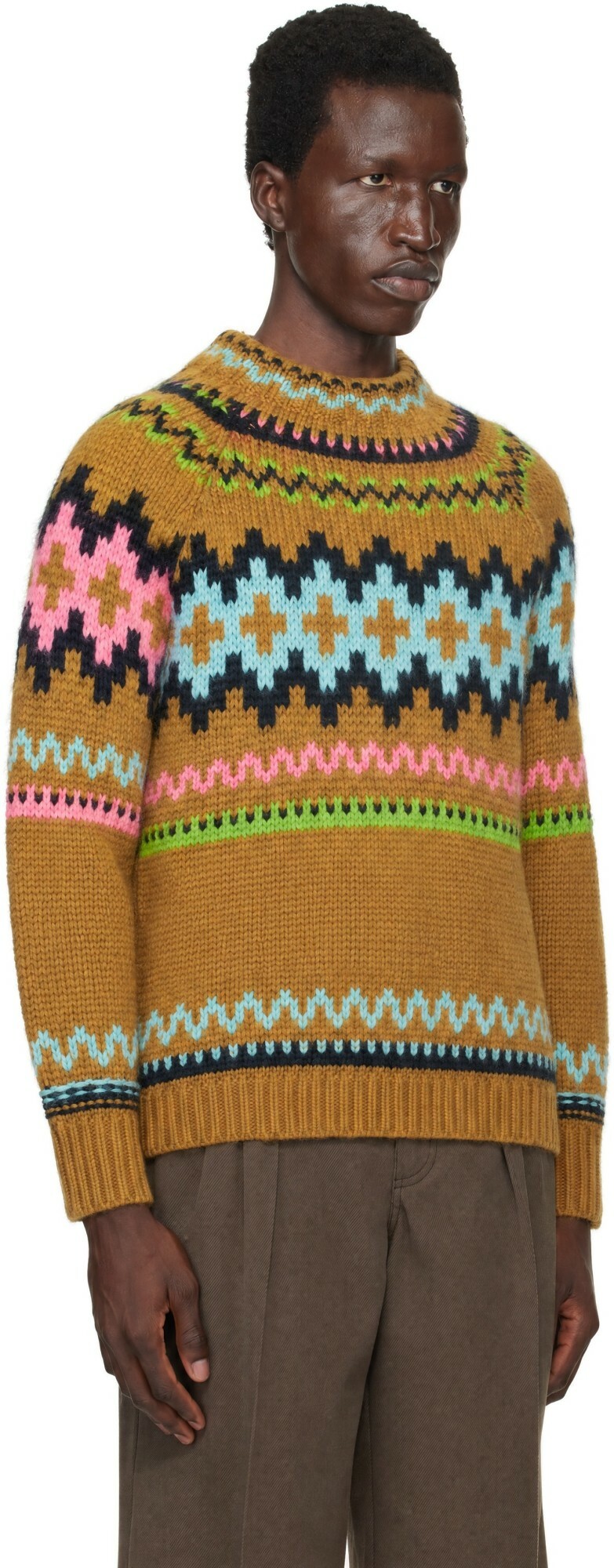 Paul Smith Yellow Fair Isle Wool-Alpaca Sweater