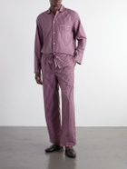 TEKLA - Drawstring Striped Organic Cotton-Poplin Pyjama Trousers - Pink