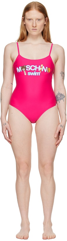 Photo: Moschino Pink Printed One-Piece Swimsuit