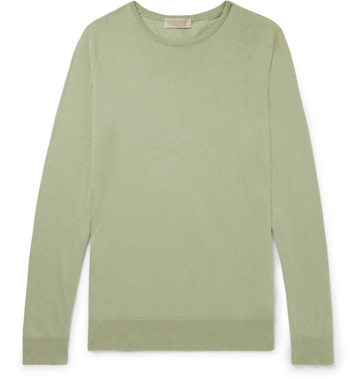 Photo: John Smedley - Slim-Fit Sea Island Cotton and Cashmere-Blend Sweater - Green