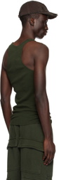 GREG ROSS Khaki Raw Edge Tank Top