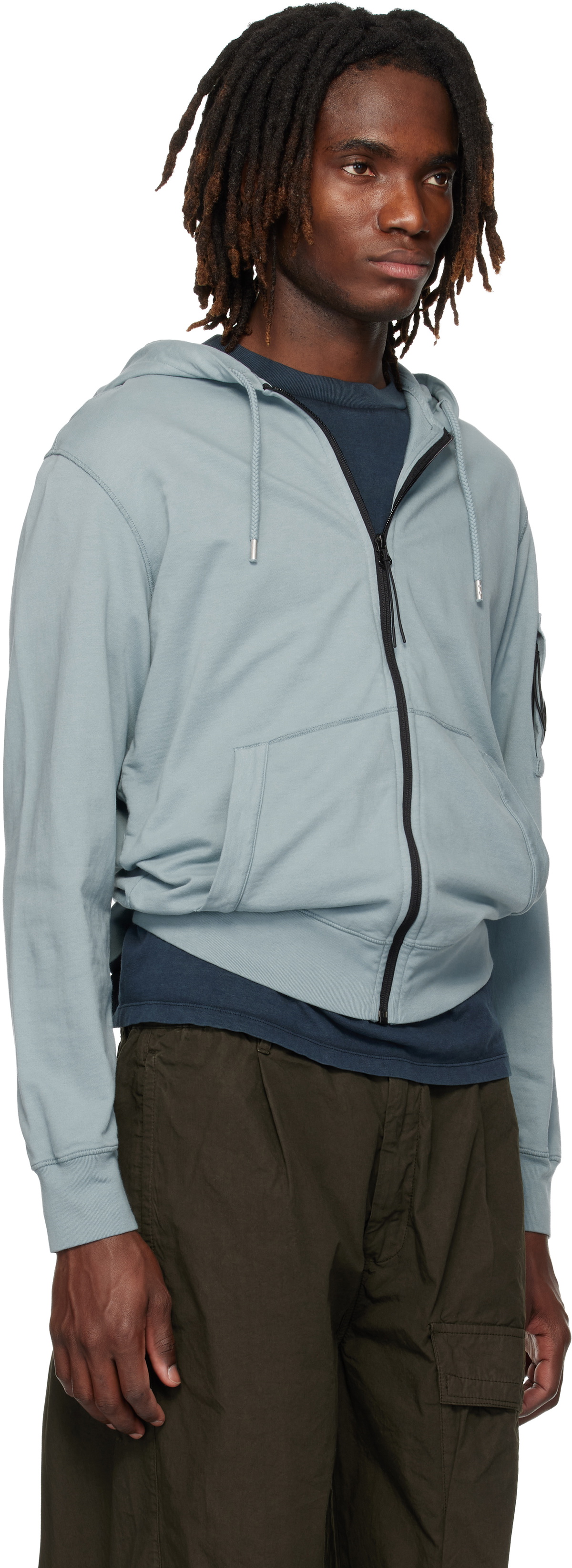 C.P. Company Blue Light Fleece Zip Lens Hoodie