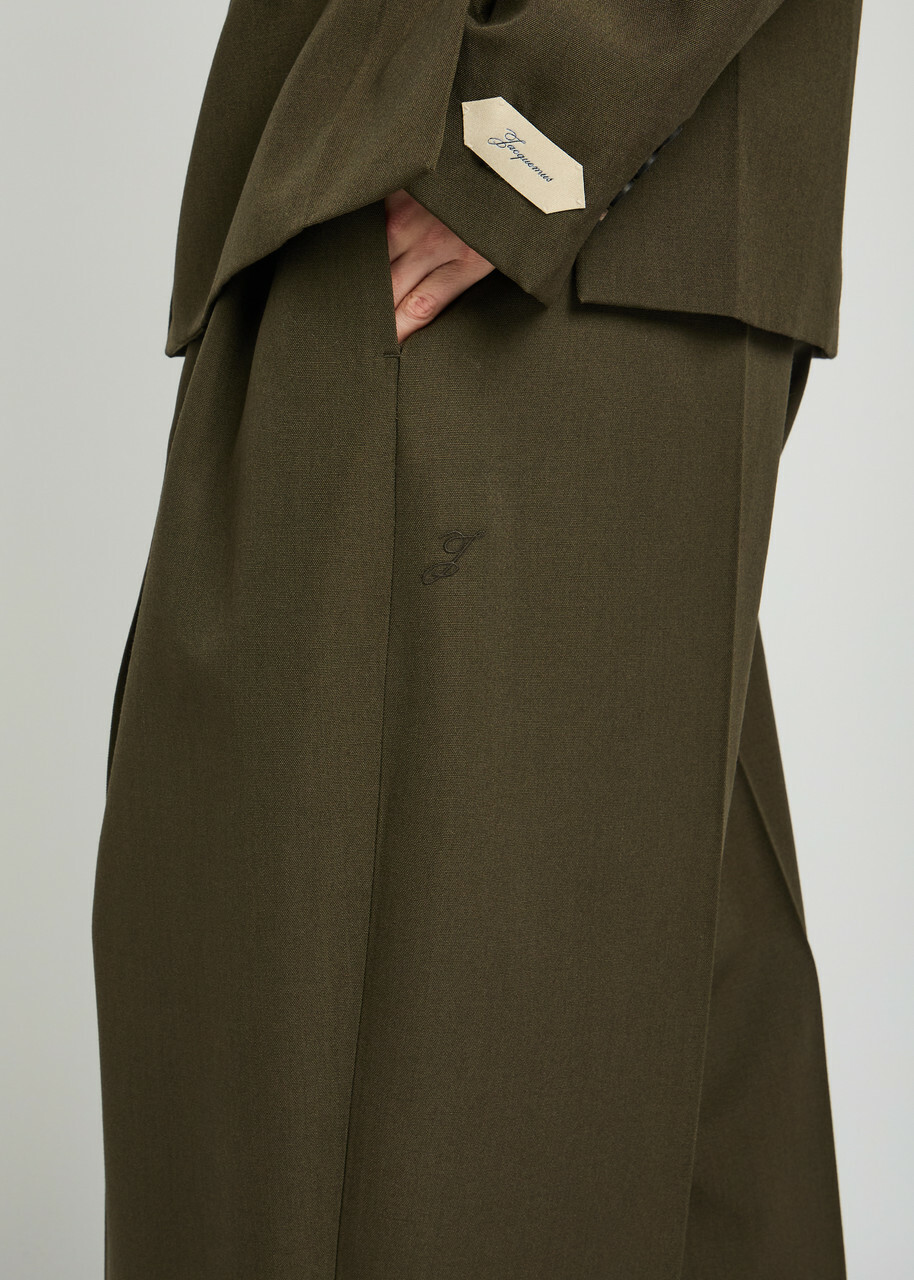 Jacquemus Le Pantalon D'homme Pleated Wool Trousers Khaki