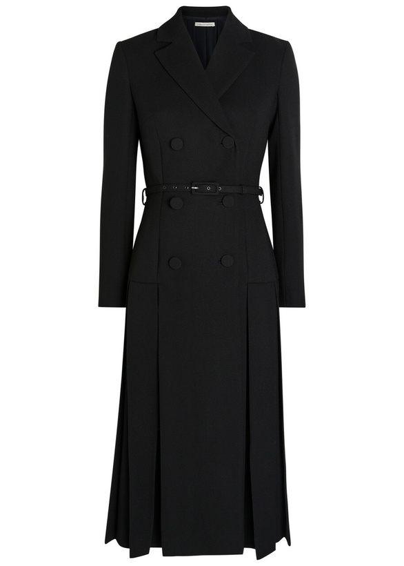 Photo: Emilia Wickstead Chaney Belted Wool Midi Dress Black