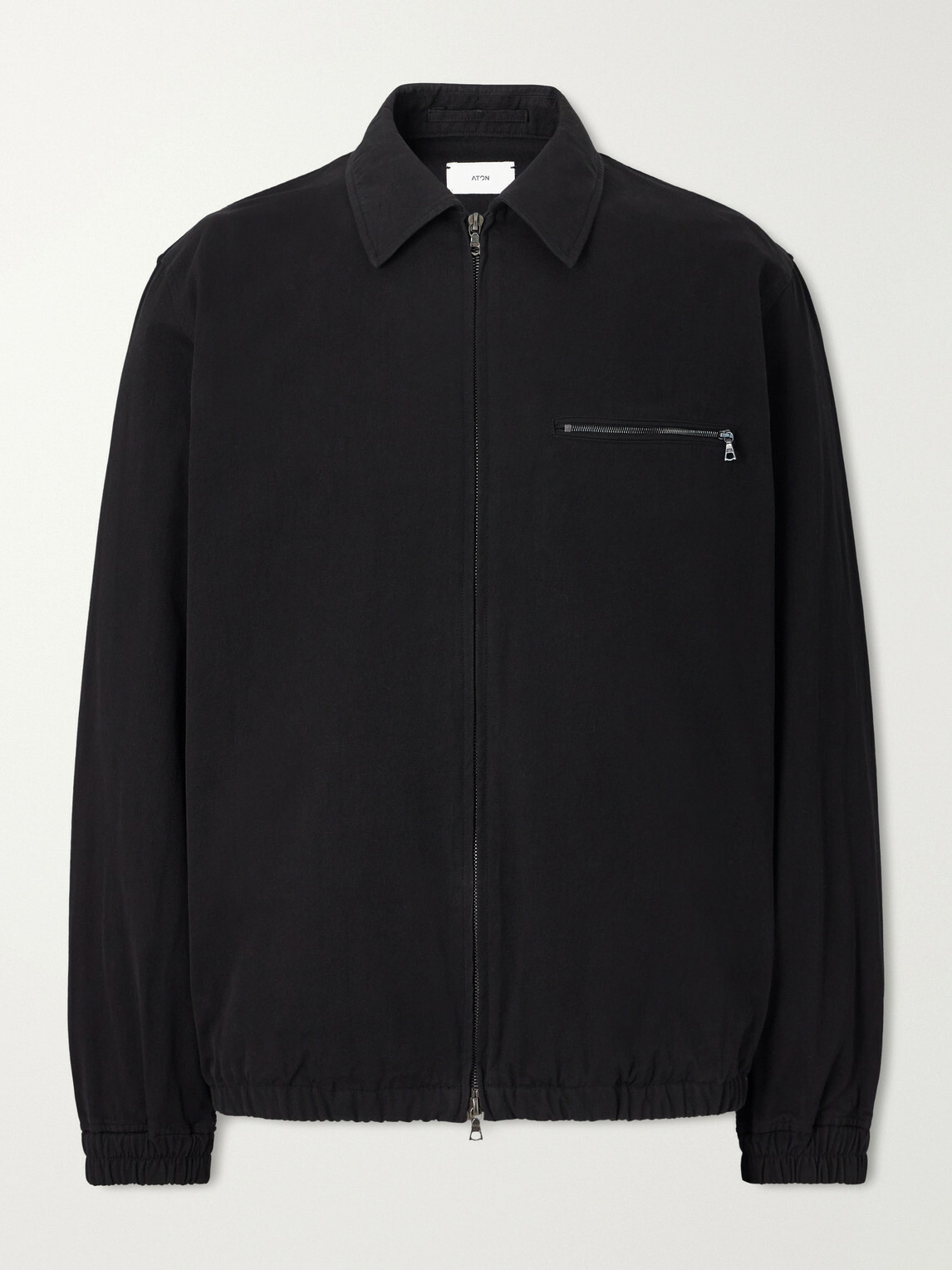 ATON - Harrington Garment-Dyed Cotton-Gabardine Jacket - Black