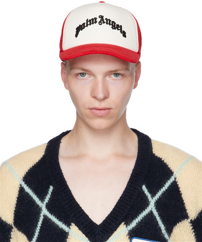 Photo: Palm Angels White & Red Paneled Cap
