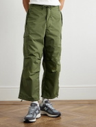 WTAPS - Straight-Leg Logo-Appliquéd Pleated Cotton-Blend Drawstring Cargo Trousers - Green
