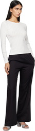 LESET White Pointelle Slim Fit Long Sleeve T-shirt