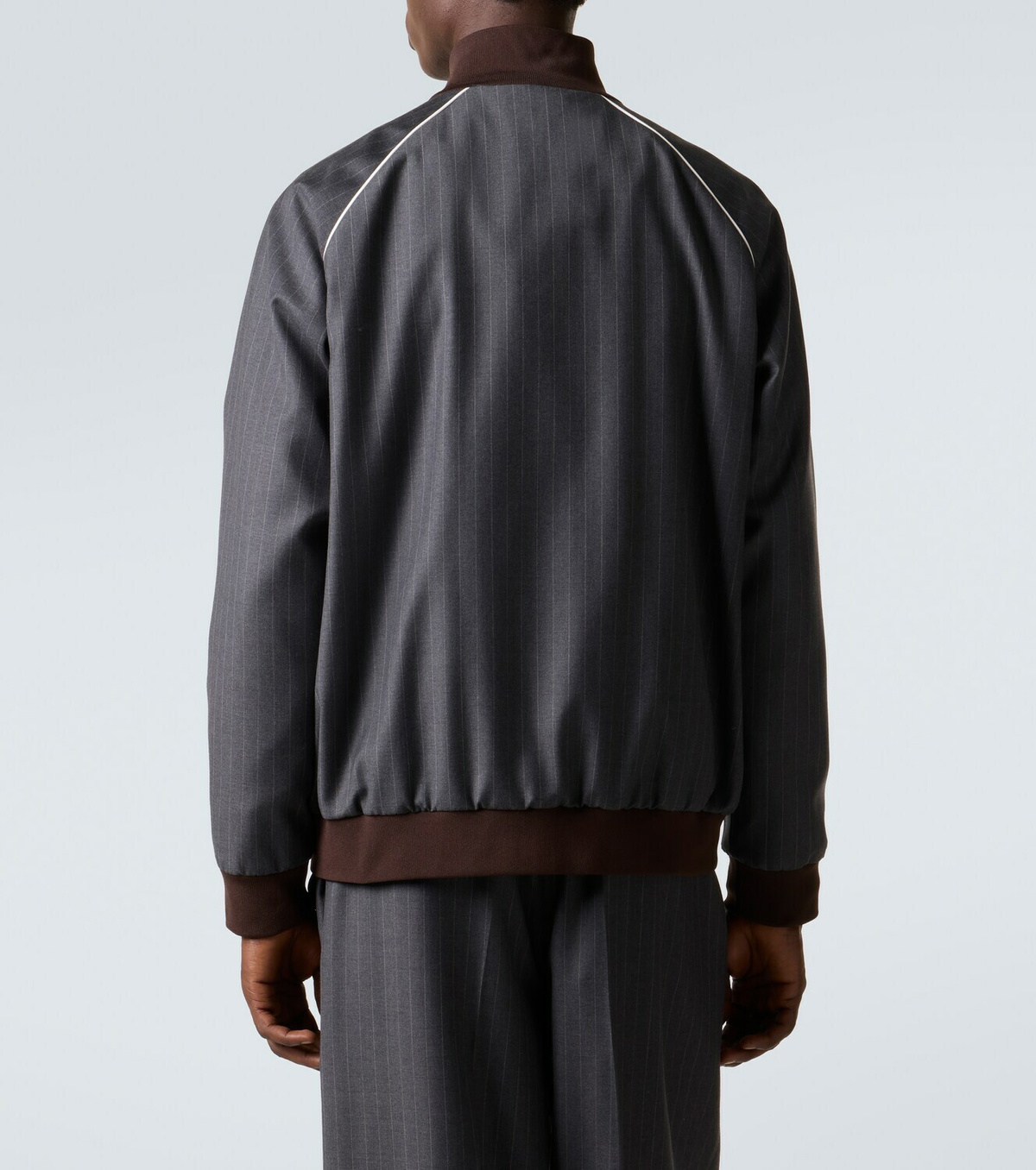 Miu Miu Logo pinstripe virgin wool track jacket