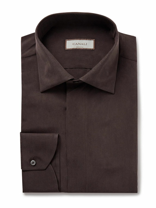 Photo: Canali - Enzyme-Washed Silk-Satin Shirt - Brown