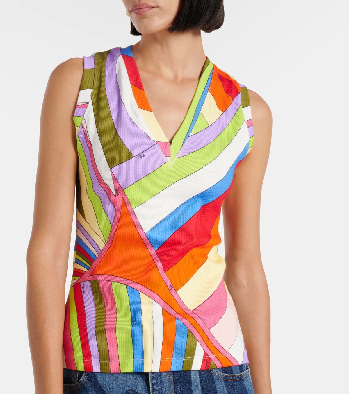 Pucci Iride ribbed-knit cotton tank top Emilio Pucci