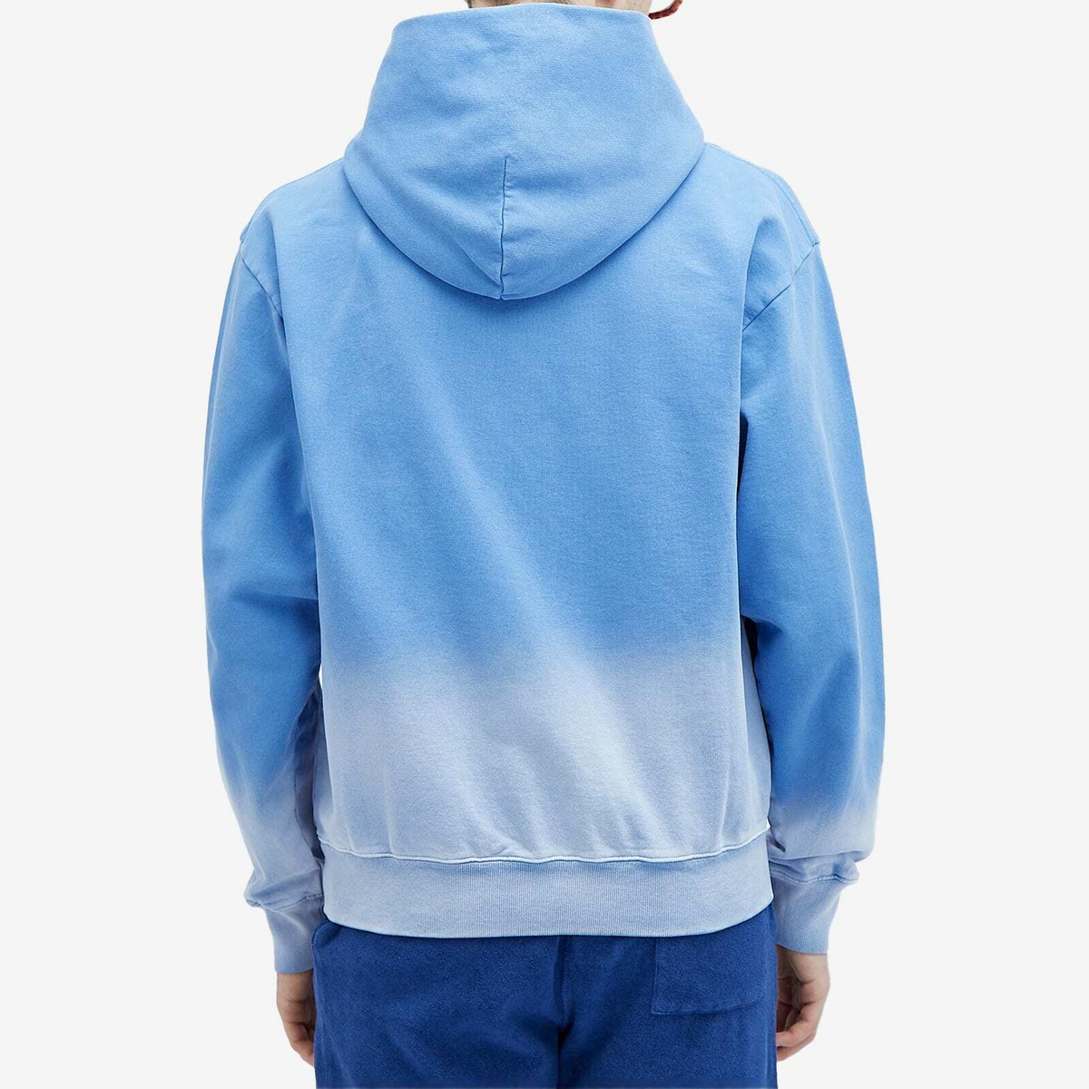 Sporty & Rich Men's Serif Logo Embroidered Hoodie in Dip Dye Blue