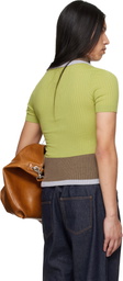 EGONlab Green & Brown Contrasted Ribs Knit Polo