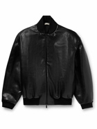Fear of God - Striped Full-Grain Leather Bomber Jacket - Black