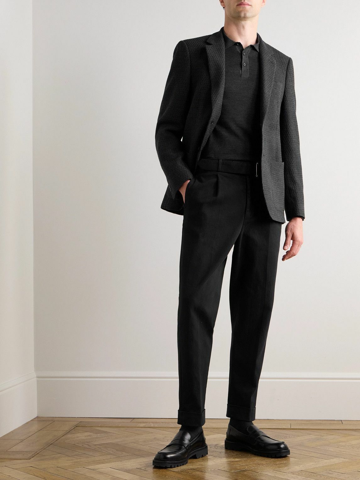 Mr P. - Checked Wool-Blend Bouclé Blazer - Gray