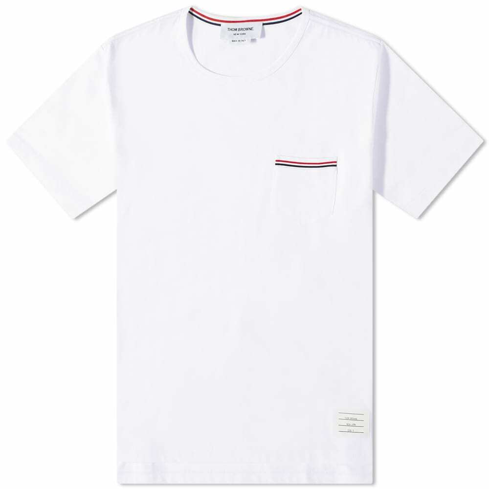 Thom Browne Men's Medium Weight Jersey Pocket T-Shirt in White Thom Browne