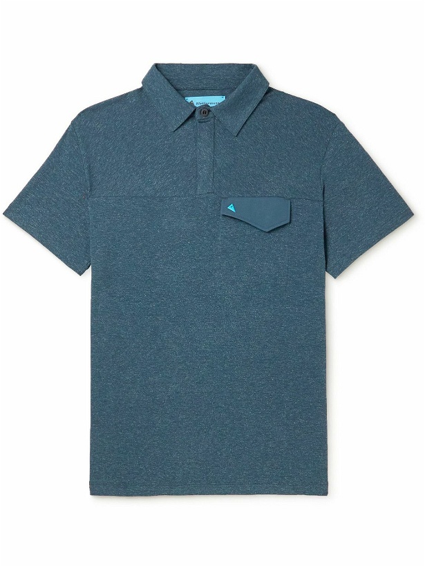 Photo: Klättermusen - Aurvandil Logo-Embroidered TENCEL Lyocell and Hemp-Blend Polo Shirt - Blue