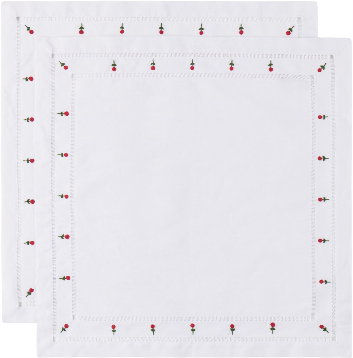 Gohar World Two-Pack White 'à Jour' & Rose Dinner Napkins