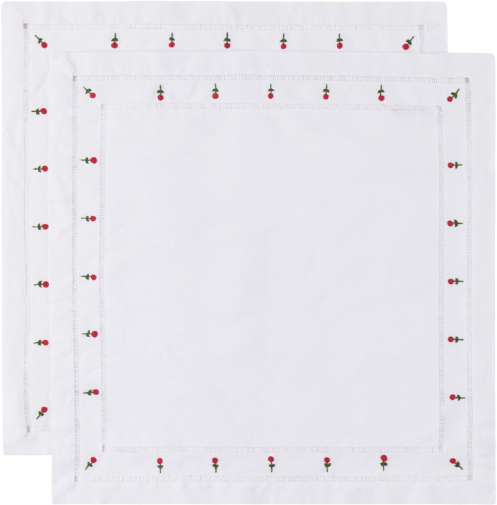 Photo: Gohar World Two-Pack White 'à Jour' & Rose Dinner Napkins