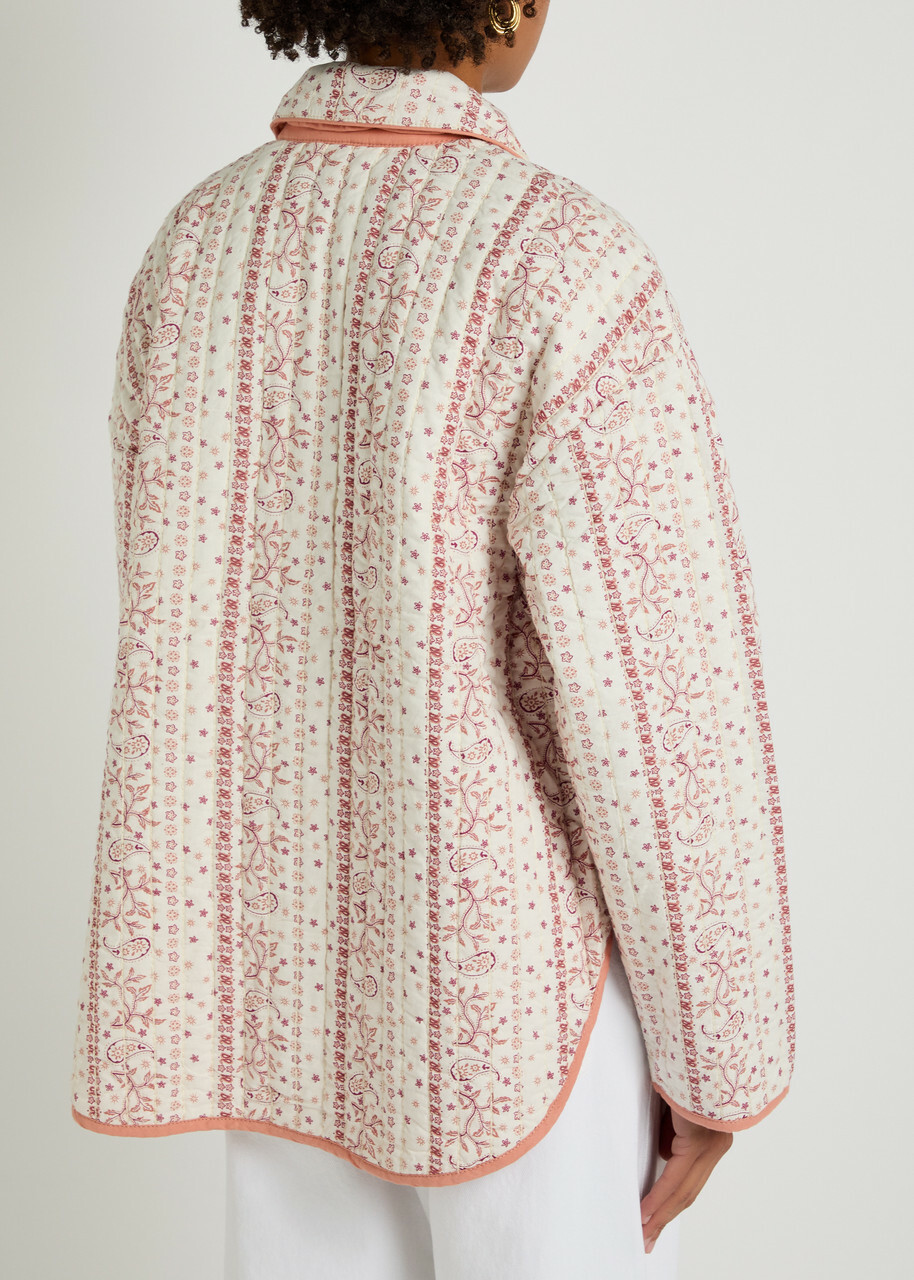 Free People Alexie Printed Cotton Jacket Cream