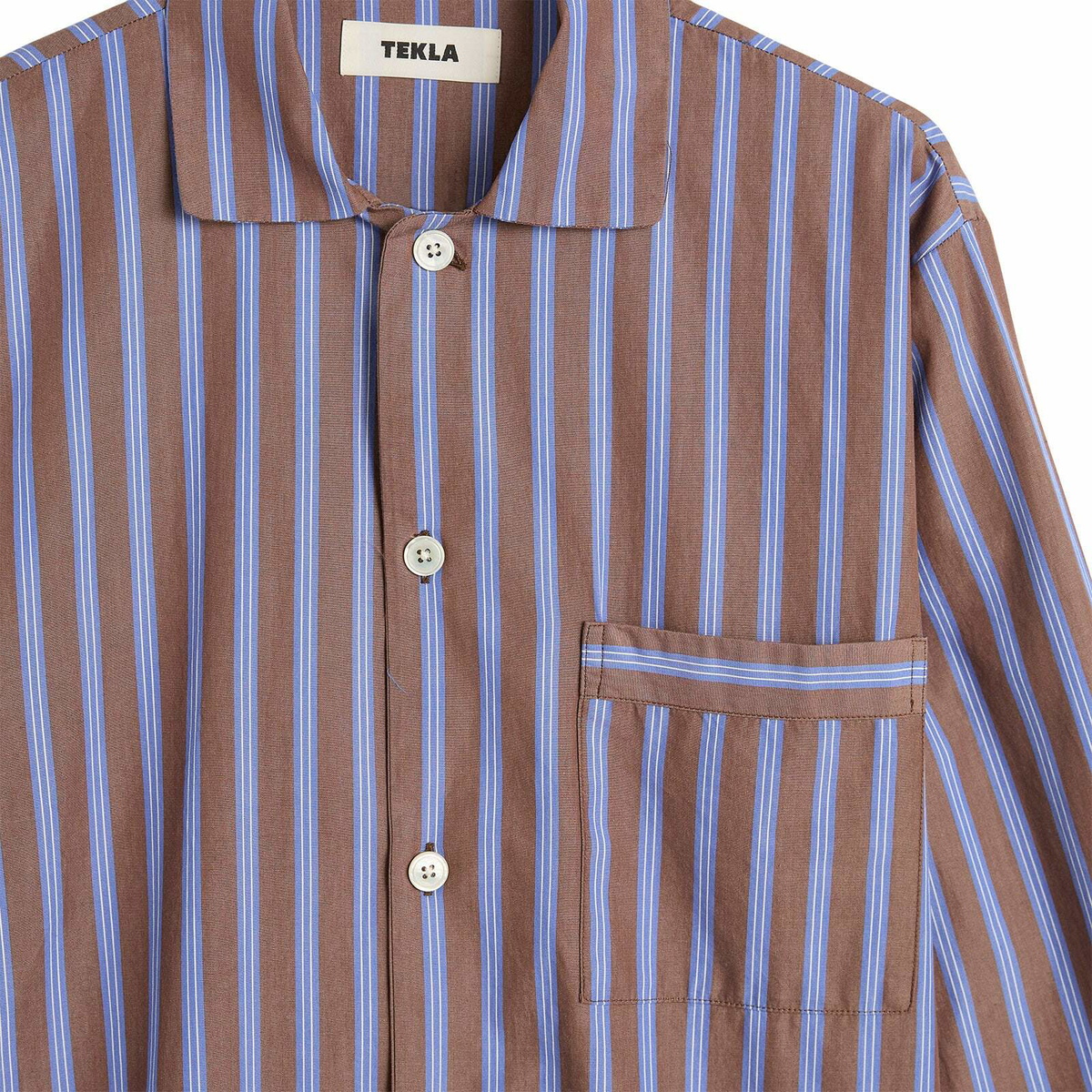 Tekla Fabrics Sleep Shirt in Chestnut Stripes