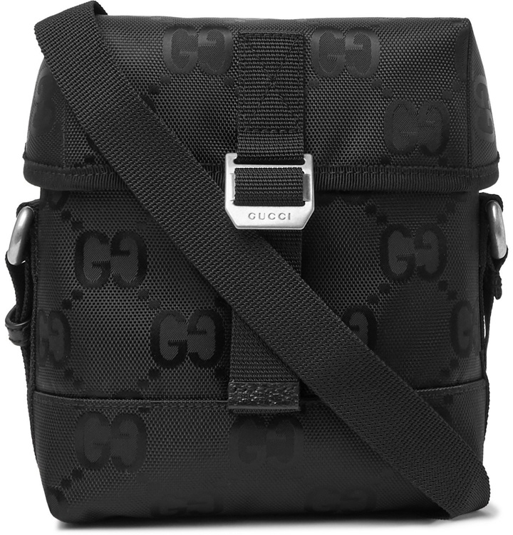 Photo: GUCCI - Leather-Trimmed Monogrammed ECONYL Messenger Bag - Black