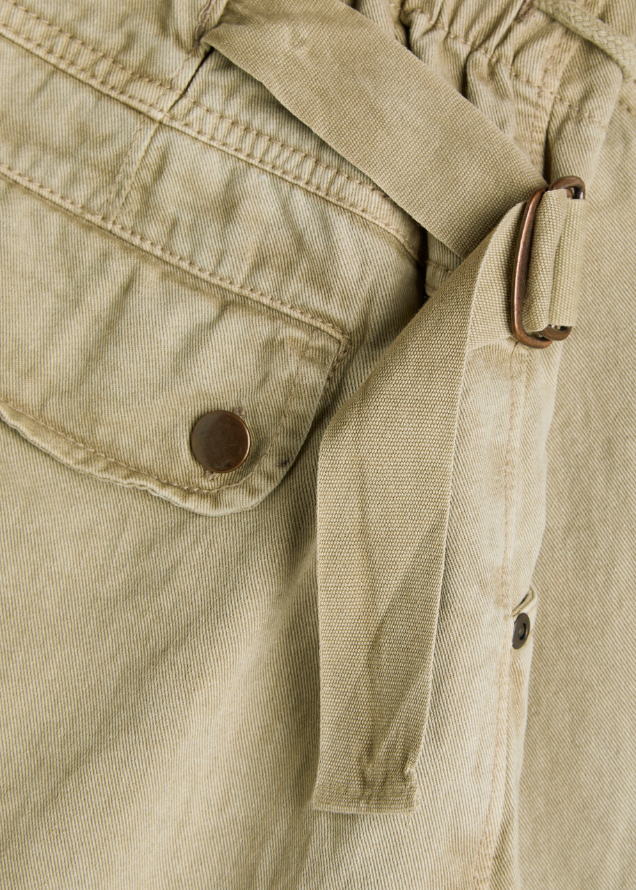 Free People Julien Wide-leg Cotton-twill Chino Trousers Khaki