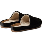 Mulo - Shearling-Lined Suede Slippers - Black