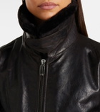 Victoria Beckham Shearling-trimmed leather jacket