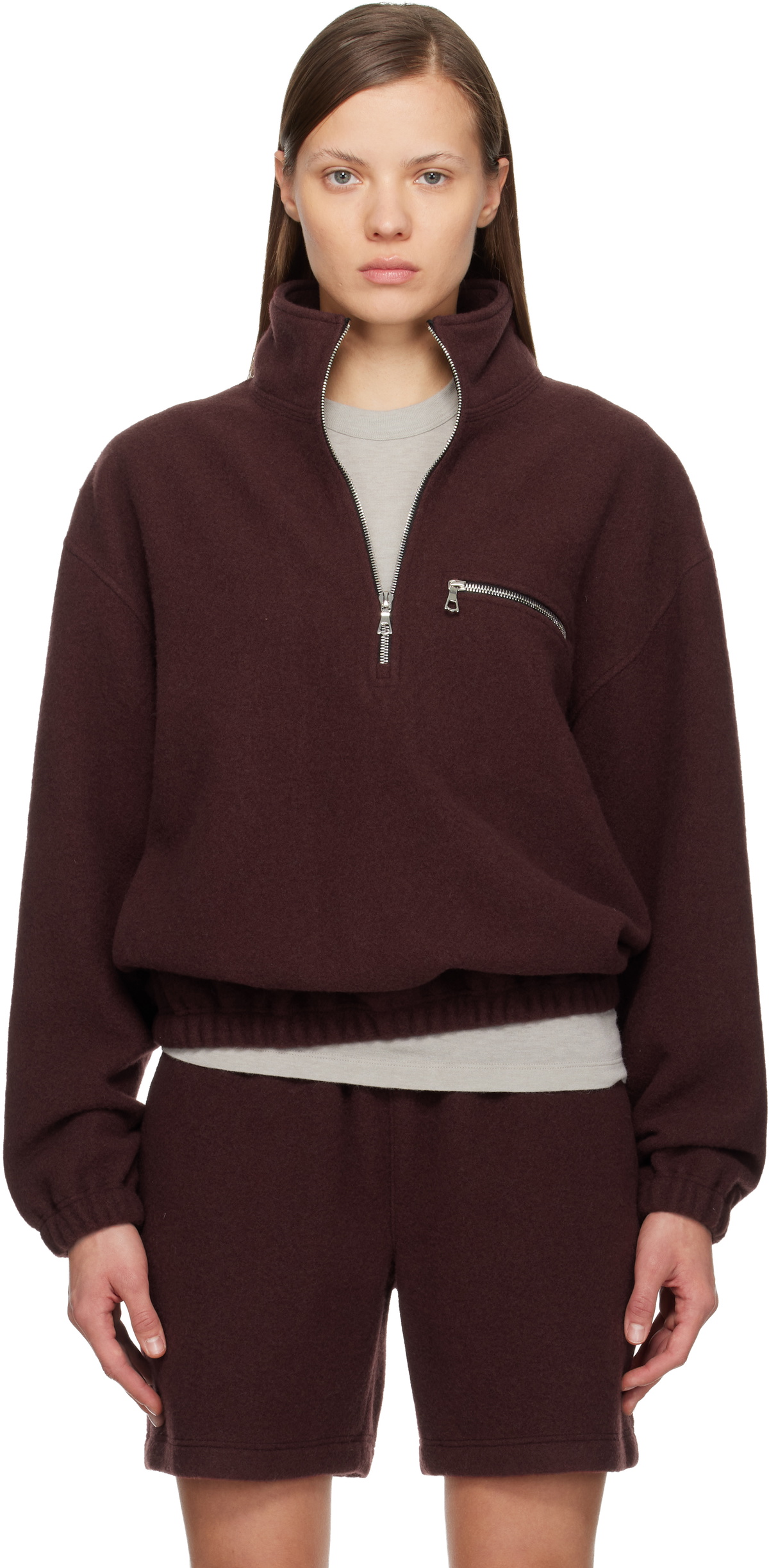 Rier SSENSE Exclusive Burgundy Fleece Jacket