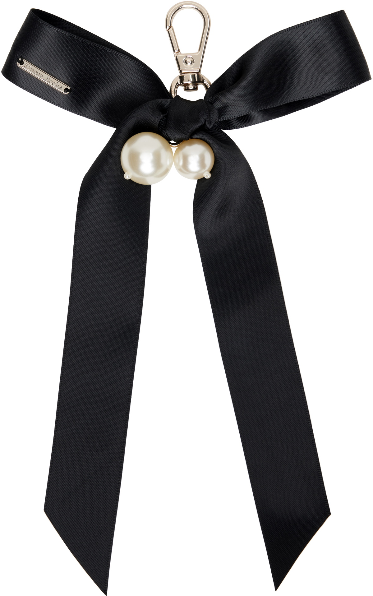 Simone Rocha Gold & Black Bow & Pearl Bag Charm Keychain