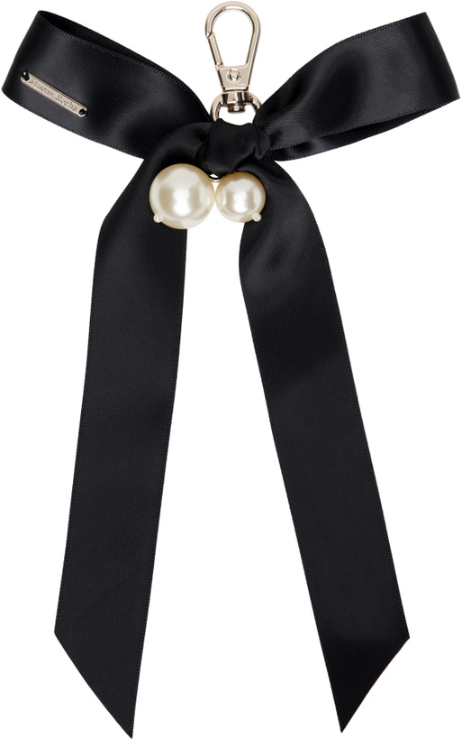 Photo: Simone Rocha Gold & Black Bow & Pearl Bag Charm Keychain