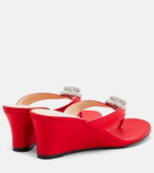Mach & Mach Double Heart satin wedge thong sandals