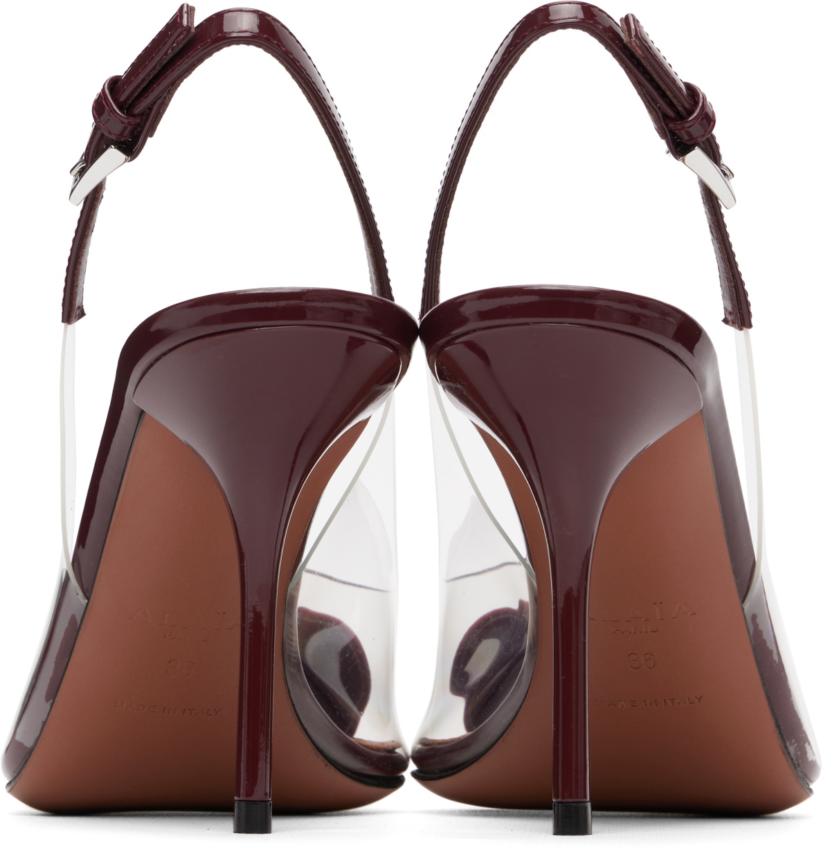 ALAÏA Burgundy 'Le Cœur' Slingback Heels