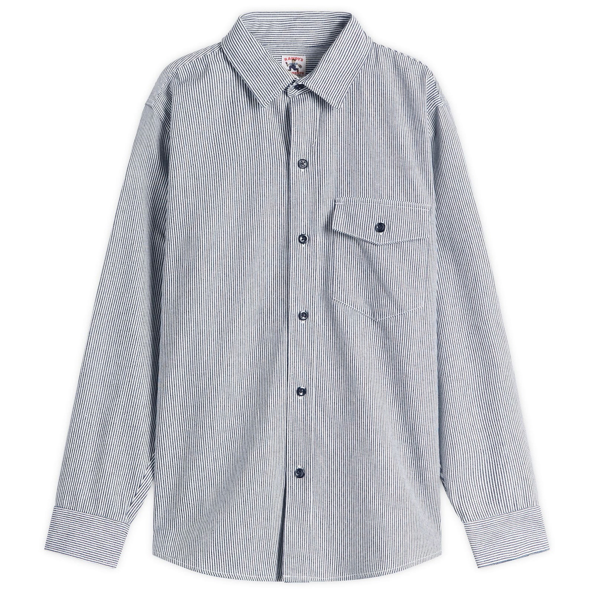 Randy's Garments Men's Randy’s Garments  1 Pocket Shirt in White/Indigo Stripe Denim