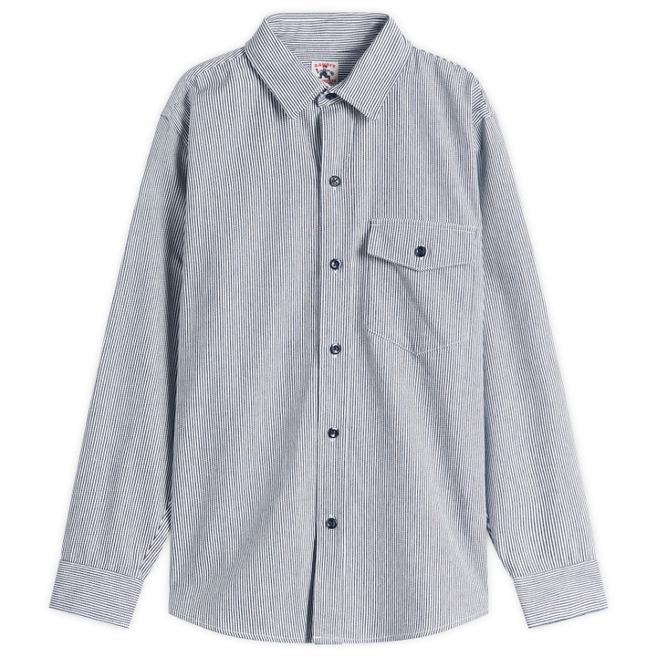 Photo: Randy's Garments Men's Randy’s Garments  1 Pocket Shirt in White/Indigo Stripe Denim