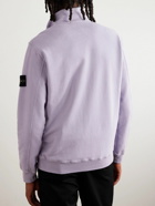 Stone Island - Logo-Appliquéd Garment-Dyed Cotton-Jersey Half-Zip Sweatshirt - Purple