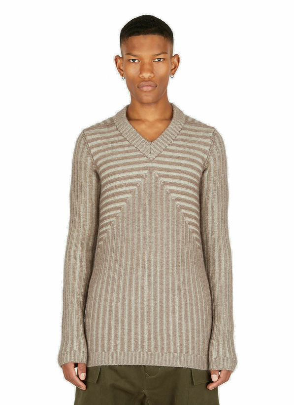 Photo: Ribbed V-Neck Sweater in Brown