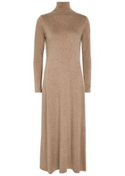 Vince Funnel-neck Jersey Midi Dress Beige