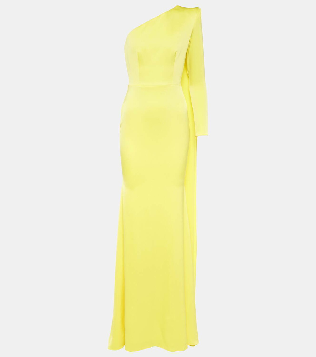 Alex Perry Caped one-shoulder satin gown