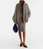 The Frankie Shop Aurora plaid sheer mesh midi skirt