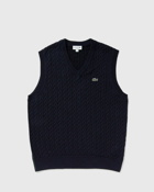 Lacoste Cotton Blend Cable Knit Sweater Vest Blue - Mens - Vests