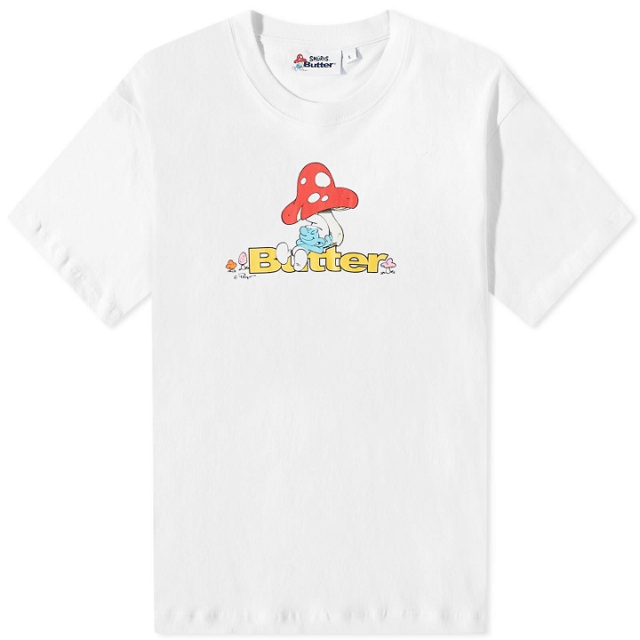 Photo: Butter Goods x The Smurfs Lazy Logo T-Shirt in White