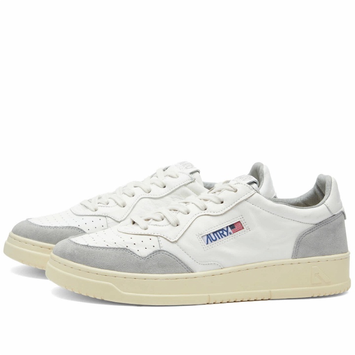 Photo: Autry Men's Medalist Goat Leather Suede Sneakers in Suede White/Grey