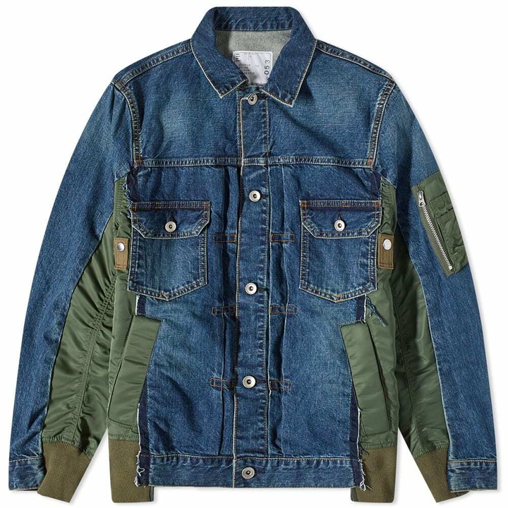 Photo: Sacai Men's Denim x MA-1 Jacket in Blue