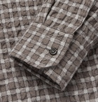 Mr P. - Checked Textured Wool and Cotton-Blend Shirt - Men - Gray