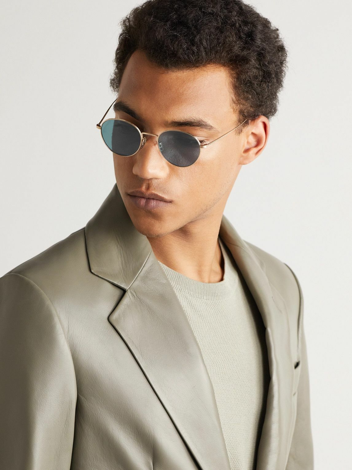 Oliver Peoples - Altair Round-Frame Gold-Tone Polarised Sunglasses ...