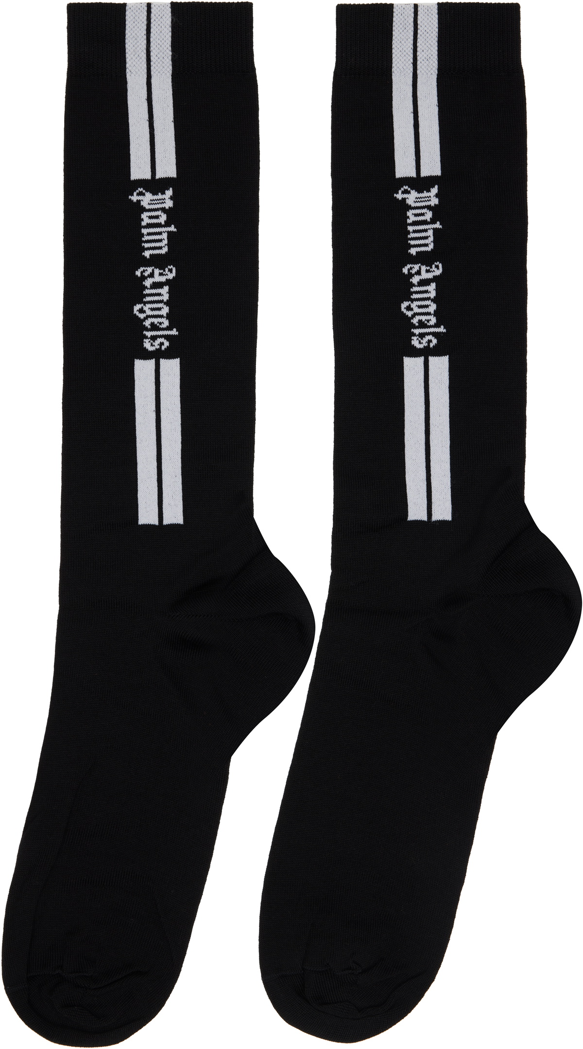 Palm Angels Black Classic Logo Track Socks