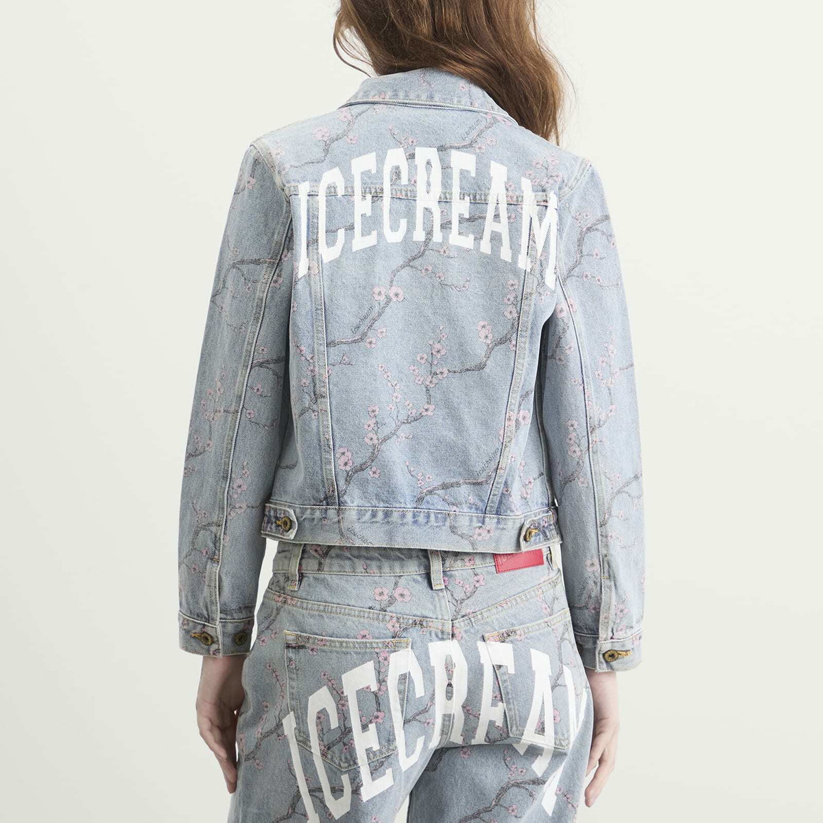 ICECREAM Women's Sakura Denim Trucker Jacket in Light Wash Blue