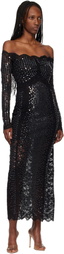 Rabanne Black Lace Sequin Midi Dress